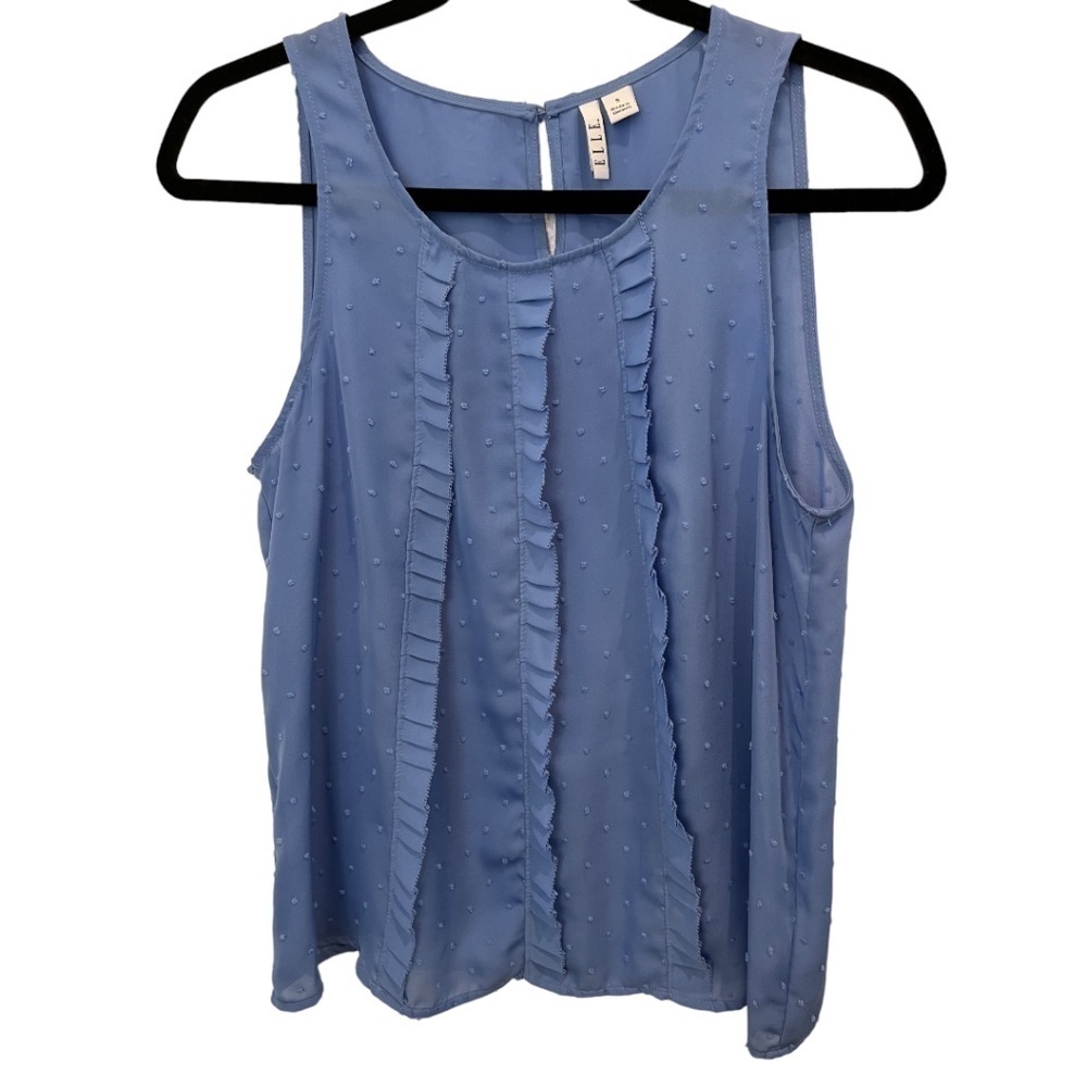 Elle Sleeveless Lavender Front Ruffle Dotted Top Size Small